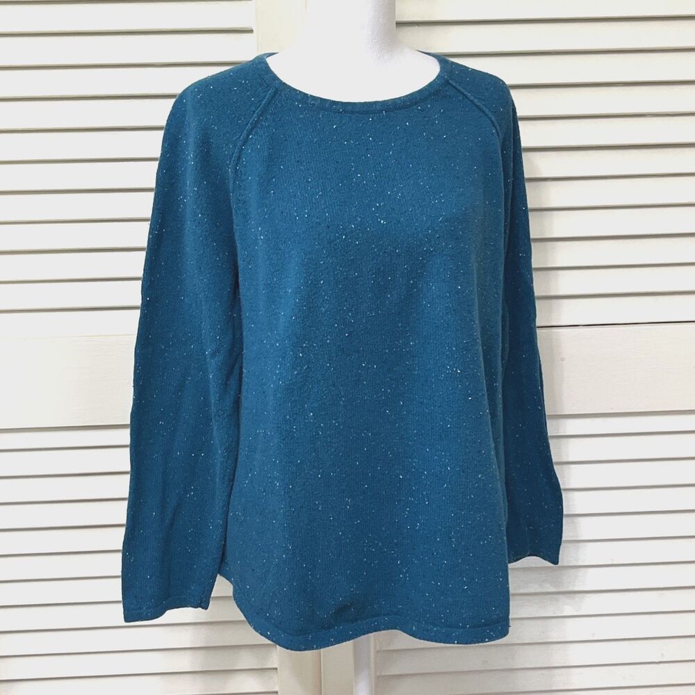 Karen Scott XL Womens Teal Speckled Cotton Blend Long Sleeve Classic Sweater